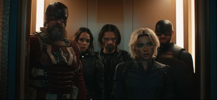El club de los cinco. El Guardián Rojo, Fantasma, Bucky Barnes, John Walker y Yelena Belova. Fotos Disney
