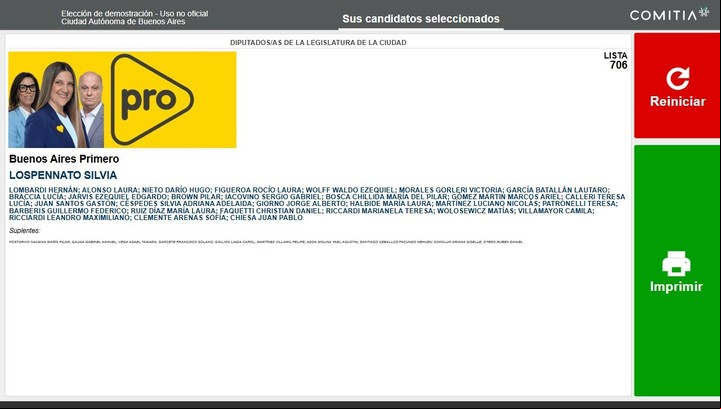 Una vez hecha la elección, solo queda imprimir la boleta.