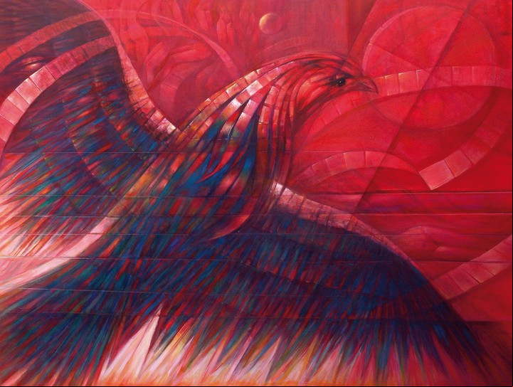 Pájaro de fuego, pintura del artista presentada en el Museo del Louvre, París.