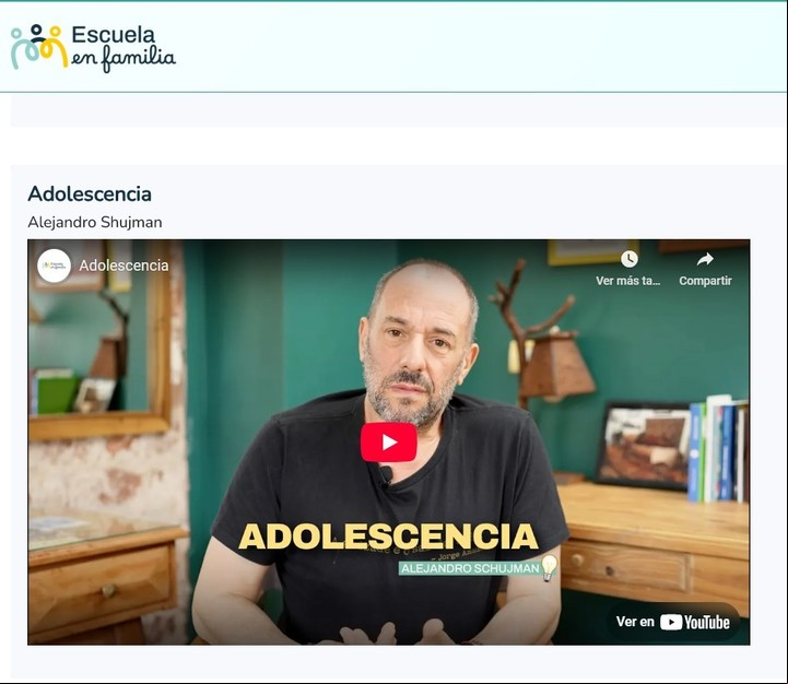 La clase de Alejandro Schujman, uno de los especialistas que participan. Foto: captura Escuela en Familia