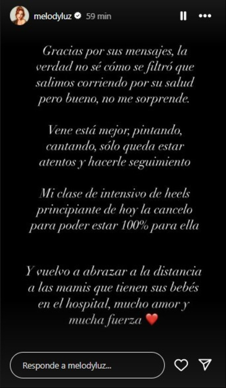 El mensaje de Melody Luz. Instagram