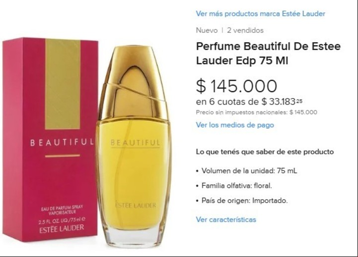 La fragancia se adapta bien tanto al día como a la noche. Foto: Captura Mercado Libre.