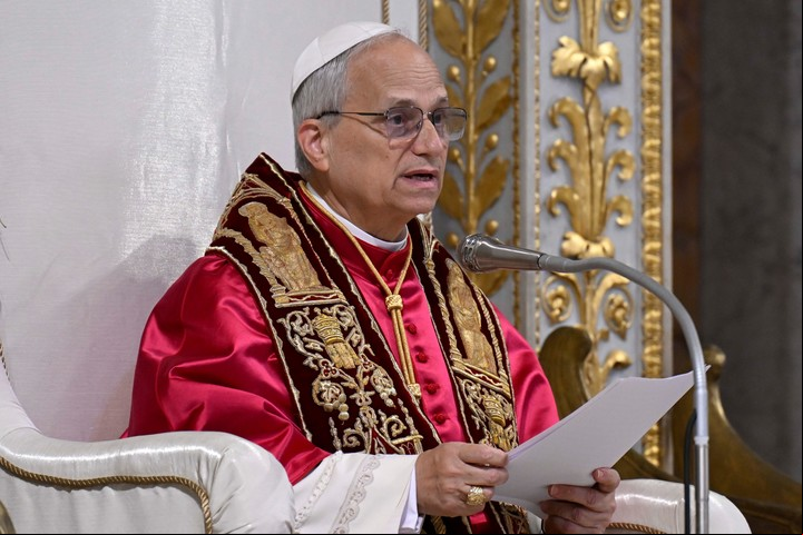 León XIV, en la basílica papal de San Pablo Extramuros de Roma