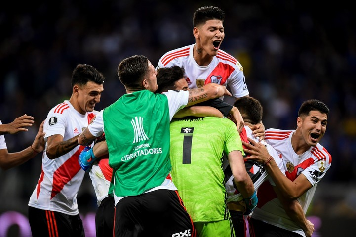 30 de julio de 2019, en Belo Horizonte y por Copa Libertadores, la última alegría de River en los penales. Foto: EFE/ Yuri Edmundo.
