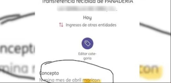Le pagó el salario a su empleado con el concepto "sueldo mes de abril del maricón"