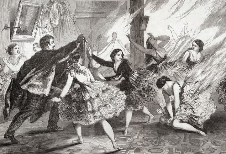 Una ilustración sobre la tragedia de Emma Livry, en una función de "La sílfide". Fuente: slobodenpecat.mk